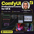 ComfyUI Professional Course for VFX with Victor Perez: 10 classes plus a bonus, nearly 18 hours on demand, with workflow and image examples.